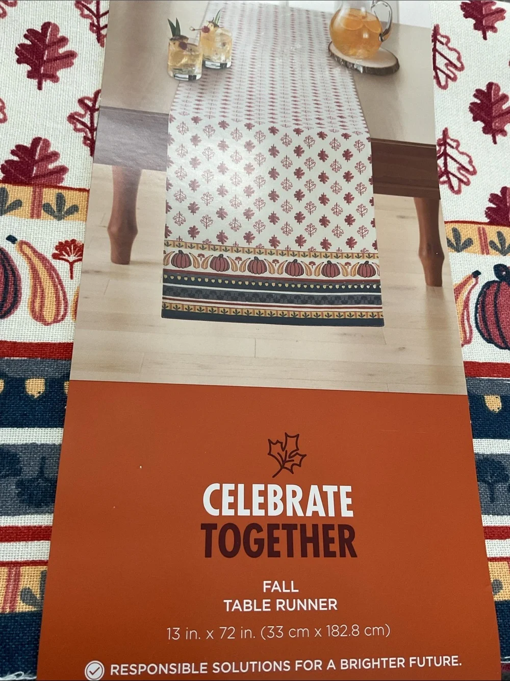 Fall Table Runner. 13 by 72”. New!